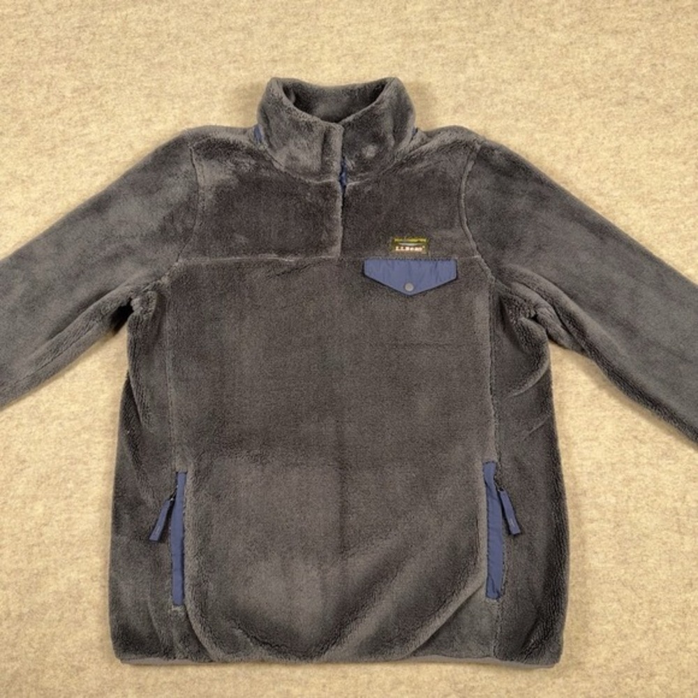 LL Bean Hi-Pile Fleece Pullover 1/4 Snap Jacket Womens Medium Gray Style 505112 - Picture 2 of 13